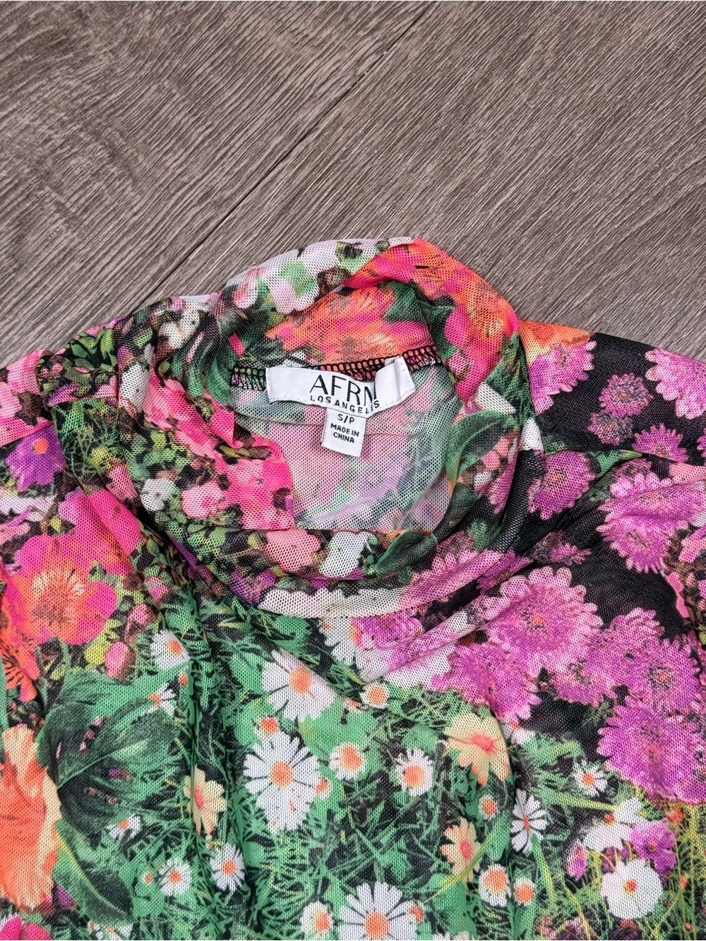 AFRM Floral Mock Neck Long Sleeve Mesh Top - Picture 3 of 3
